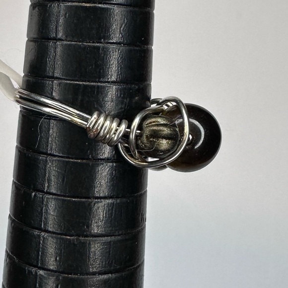 Tiger eye ring gemstone silver color wire wrap handmade - Picture 3 of 4